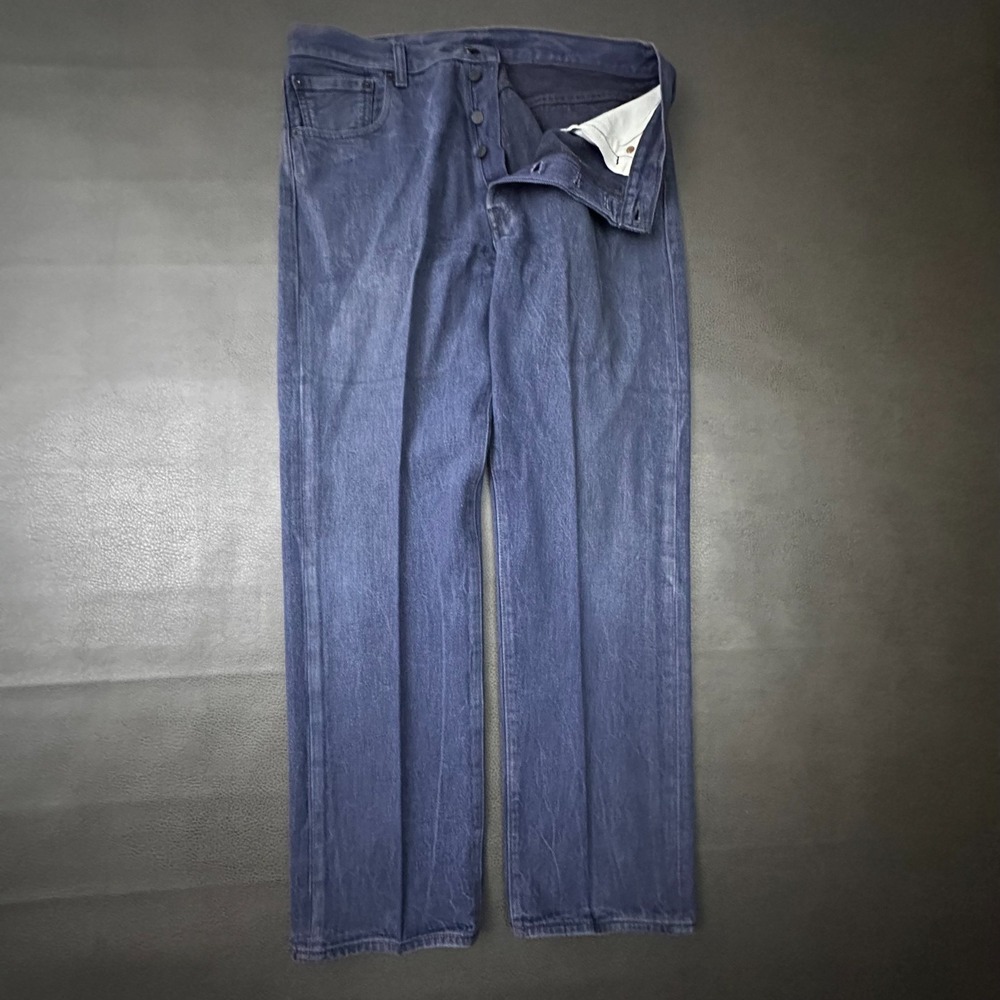 Levis 501 Jeans Mens 36x32 Blue Dark Wash Button Fly 100% Cotton Casual Comfort